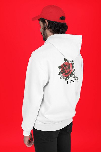 Jooy Company Φούτερ με κουκούλα Unisex White Life Rose