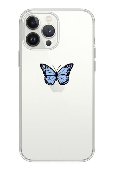 shoptocase Iphone 13 Pro Uyumlu Şeffaf Kelebek Desenli Telefon Kılıfı