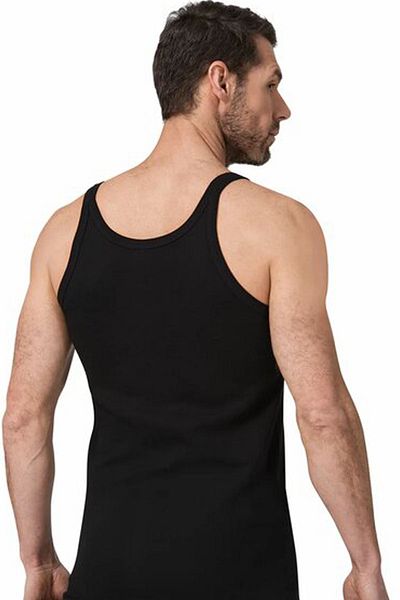 Namaldı Men's Black Undershirt - 122 Full Cotton, Thin Strap, Rib