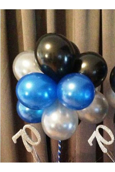 Party City 30 Metallic Balloons Blue - Black - White Mixed