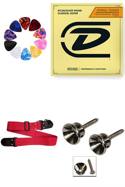 Anatolia Dunlop Normal Tension Classical Guitar String + Strap Belt + Strap Pin + 10 Pieces Plectrums
