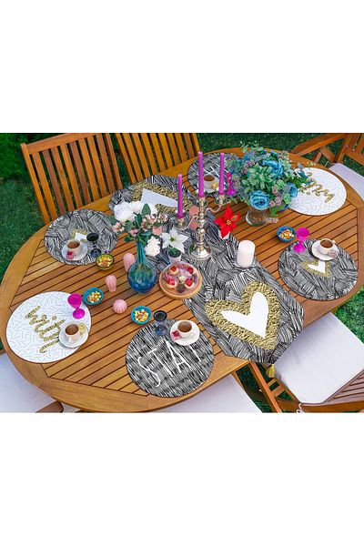 Realhomes 6+1 Alb-negru Stay & With Themed Supla Runner Set