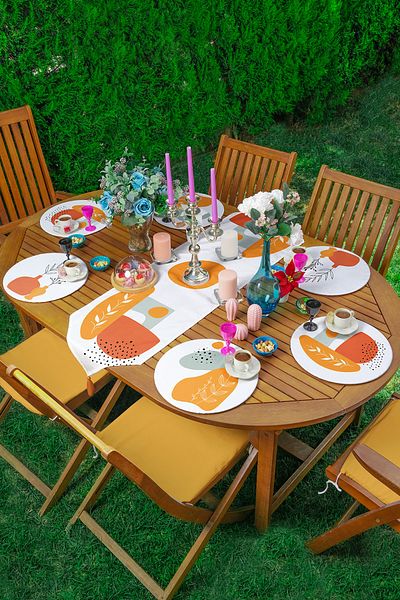 Realhomes Supla Runner Set de 6+1 cu desen Onedraw pe fundal alb
