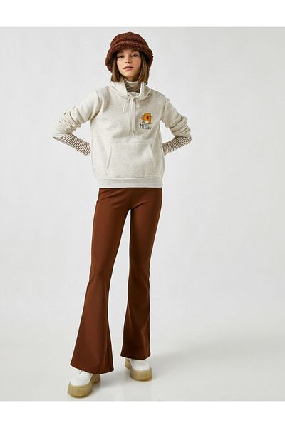 Koton Hooded Pocket Printed Sweatshirt