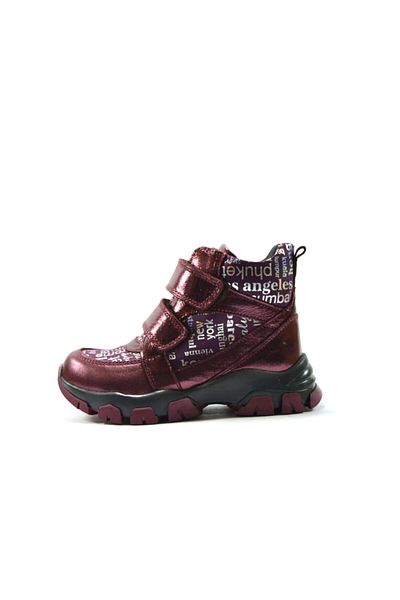 PİNKY PİNKY 770 Genuine Leather Claret Red Velcro Girls' Boots
