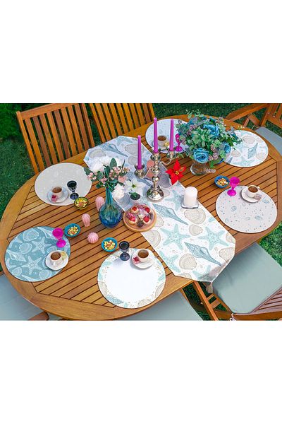 Realhomes Set de alergători Supla cu design special, 6 piese, creaturi marine de culoare moale