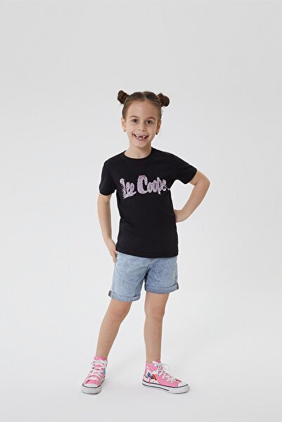 Lee Cooper Diamond Blur Print Girls T-Shirt - Black 212 Lcg 242001