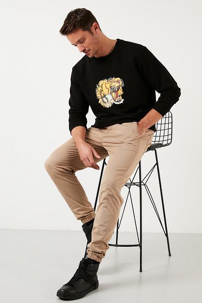 Buratti Men's Sweat - Crew Neck, Slim Fit, Printed, Cotton 5905202