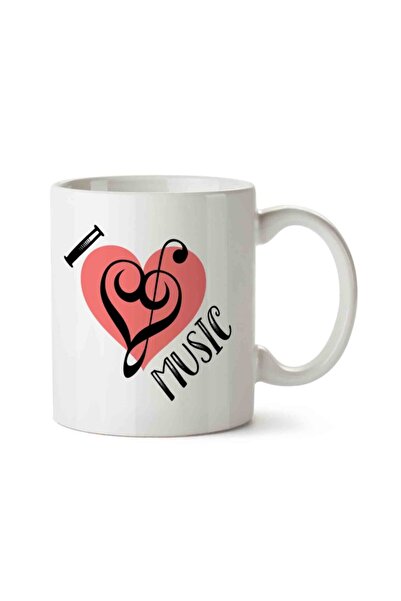ART HEDİYE كوب مطبوع على الجانبين من I Love Music