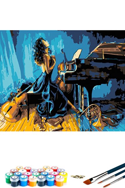 abbara Sayılarla Boyama Tablo Seti Kasnaklı Fırça Boya Dahil 40x50