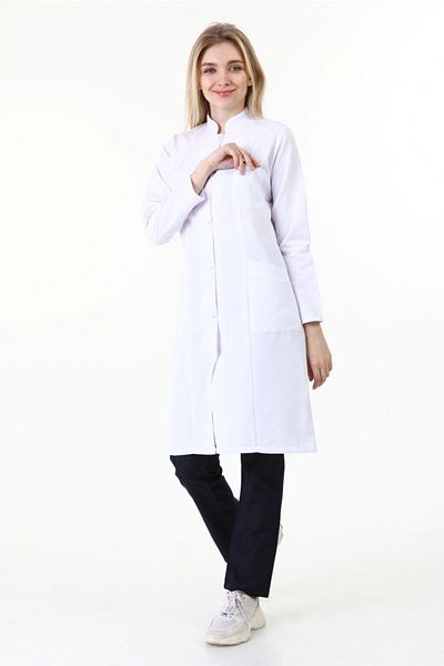 Palmiye Richter Collar Apron, Hijab Size White Apron, Doctor Apron, Hijab White Apron, White Apron