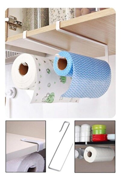 Trendy Shop Mutfak Dolabı Raf Altı Metal Kağıt Havlu Askısı Aparatı Havluluk