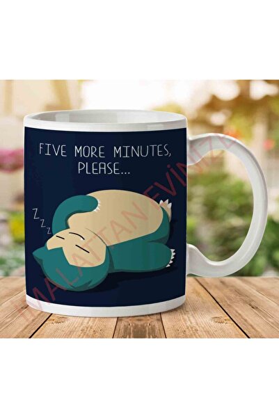ART HEDİYE 1-1838 Pokemon Snorlax Five More Minutes Please İki Tarafı Baskılı...