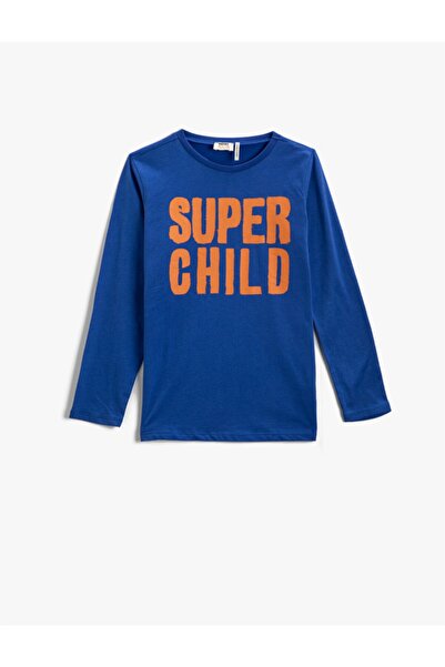 Koton Langarm-T-Shirt aus Baumwolle mit Buchstabendruck