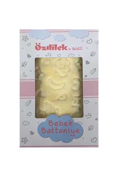 Özdilek Embos Yellow Plush Baby Blanket 100x120 Cm