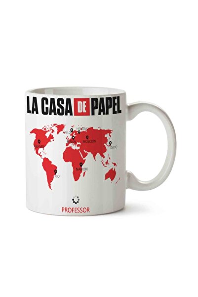 ART HEDİYE LA CASA DE PAPEL World Map Two Side Printed Mug Cup