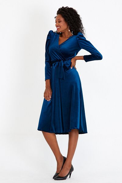 ADASTYLE Rochie dublu, albastru saxa, catifea