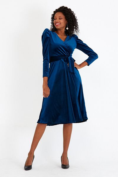 ADASTYLE Rochie dublu, albastru saxa, catifea