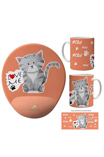 Flipped Love Me Cat Kupa Bardak Ve Mousepad Seti