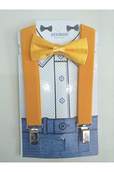 NEKİBUKİ 1-7 Ani Pantaloni Bretele Set Papion Galben