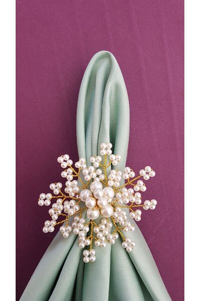 pekars Gold Silver Color Pearl Snowflake Napkin Ring Ring 8 Pieces