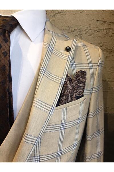 Genel Markalar Slim Fit Yelekli Takım Elbise