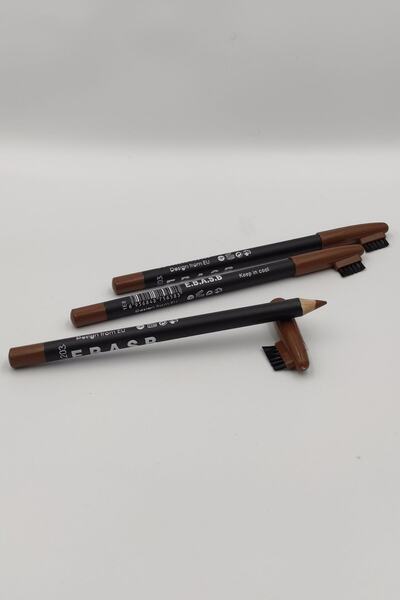 KOZMATİK DÜKKAN Set of 3 Brown Pens with Brushes