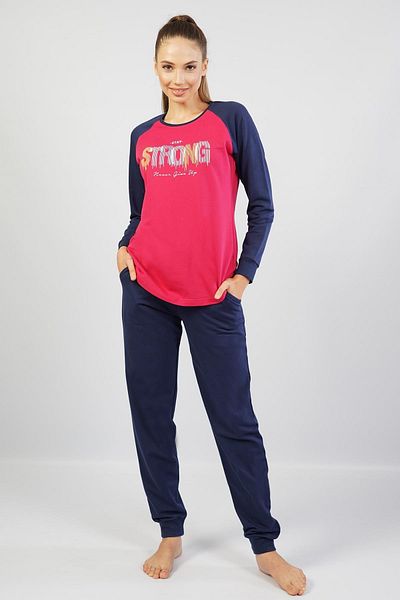 Espuar Women's Stay Strong Written Combed Cotton Pajama Set
