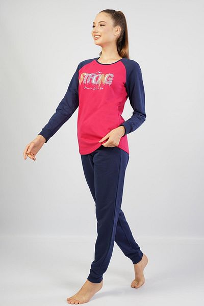 Espuar Women's Stay Strong Written Combed Cotton Pajama Set