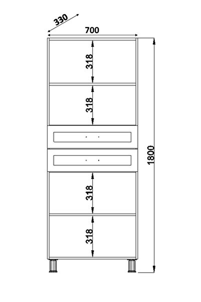Rabi Çok Amaçlı Country 4 Kapaklı 2 Çekmeceli Gardırop