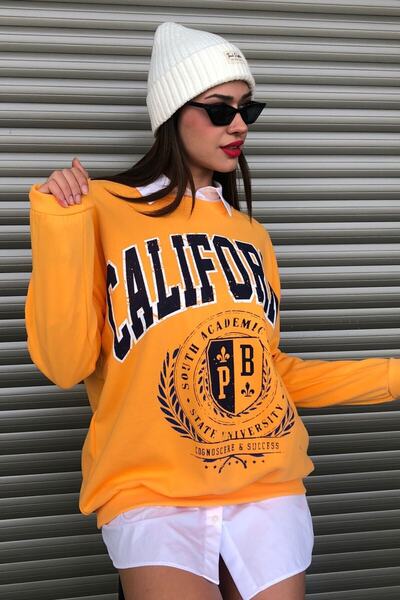 MODAGEN Γυναικείο φούτερ με στάμπα California σε κίτρινο χρώμα