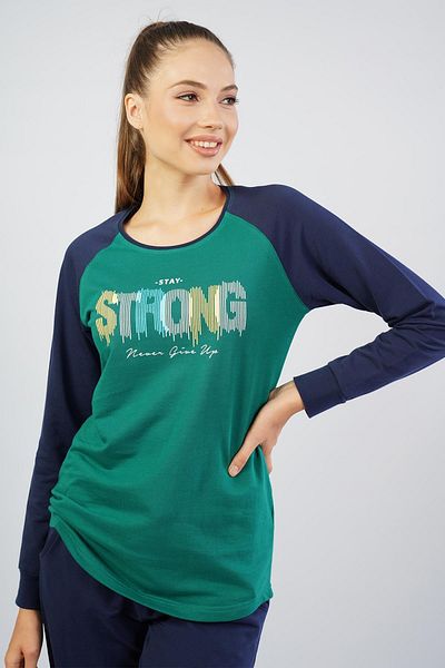 Espuar Women's Stay Strong Written Combed Cotton Pajama Set