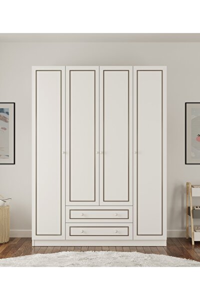 Rabi Grey Country 4 Kapak 2 Çekmeceli Gardırop