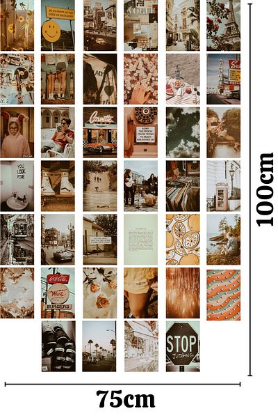 Postifull Vintage Collage Retro Σετ αφίσας τοίχου - 40 τμχ, 10cm*15cm, Πίσω Αυτοκόλλητο - Σετ σε κουτί