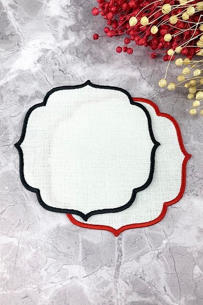 WEARE2 Red and Black Embroidered 2-Piece Cocktail Napkin