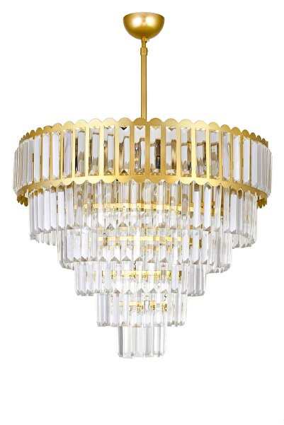 Avizemoda Lora 55 Cm'lik Kristal Cam Taşlı Lüks Avize - (sarı Yaldız)