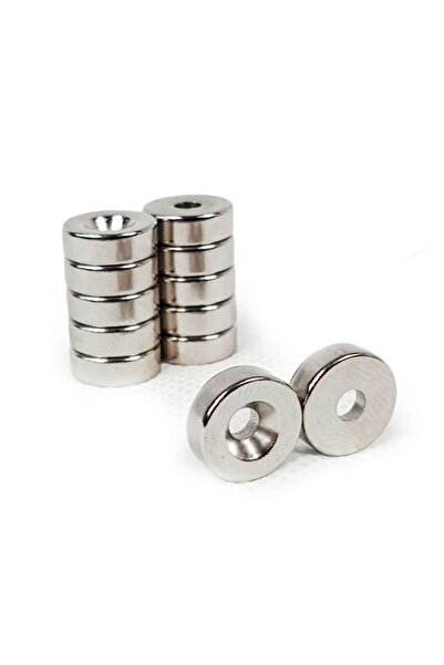 Dünya Magnet 5 Adet D12m X 8/4mm X 5mm Havşa Delikli Güçlü Neodyum Mıknatıs