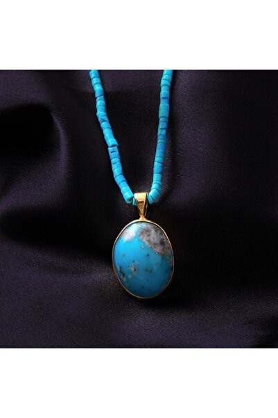 Haşimi Doğaltaş El Işi Özel Tasarım Firuze Doğaltaşlı Kolye