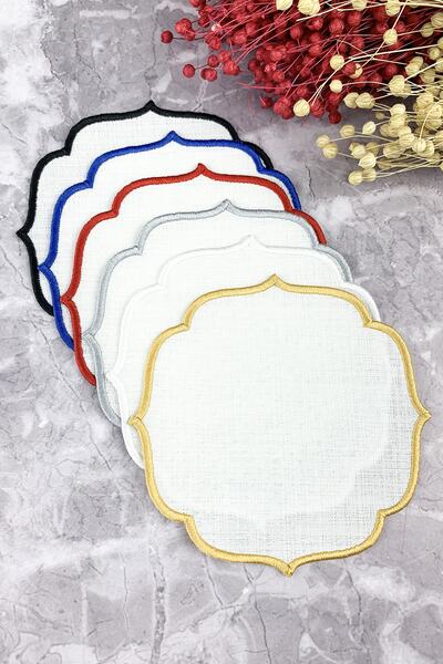 WEARE2 6 șervețele de cocktail cu efect de in, brodate în 6 culori