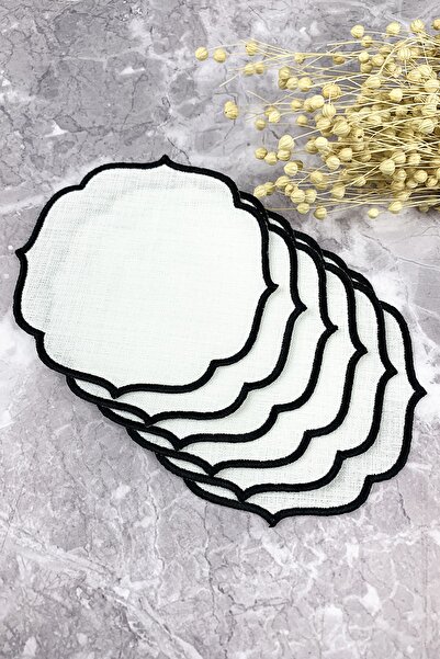 WEARE2 مجموعة من 6 مناديل كوكتيل مطرزة باللون الأسود