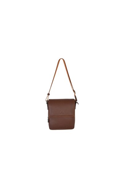 Eminsa Men's Tan Color Genuine Leather Shoulder Bag