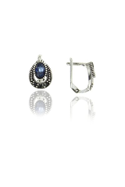 Doğan Silver Kadın Gümüş Markazit Ve Kök Safir Taşlı Küpe Dgn20461