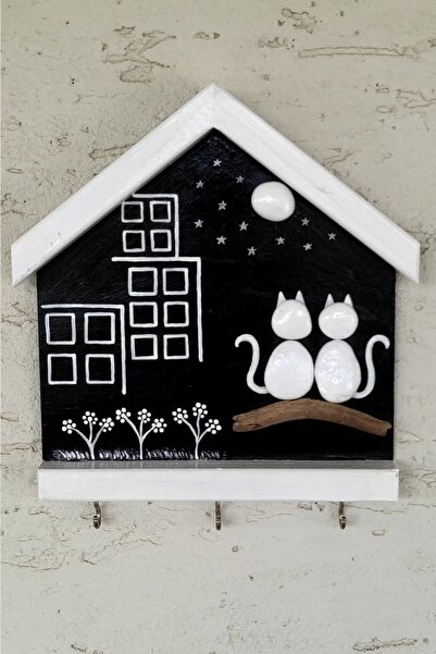 Binbir Trend Kedili Anahtarlık Anahtar Askısı Ve Taş Boyama, Duvar Süsü Gb-016