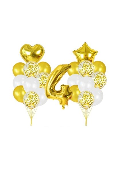 Dipak مجموعة بالونات ذهبية اللون لعمر 4 سنوات