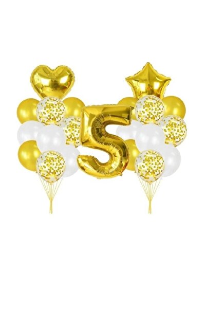 Dipak مجموعة بالونات ذهبية اللون لعمر 5 سنوات