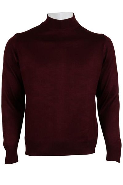 Modarar Pulover pentru bărbați burgundă Jumătate din lână de pescar Clasic Regular Fit Rar00795