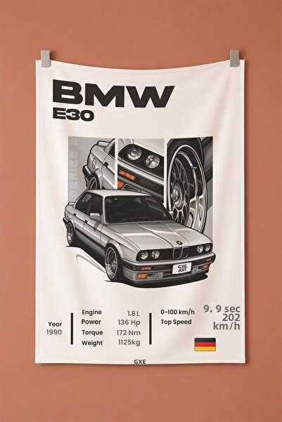 gxe.art Tapiserie decorativă de perete BMW E30 PIXEL