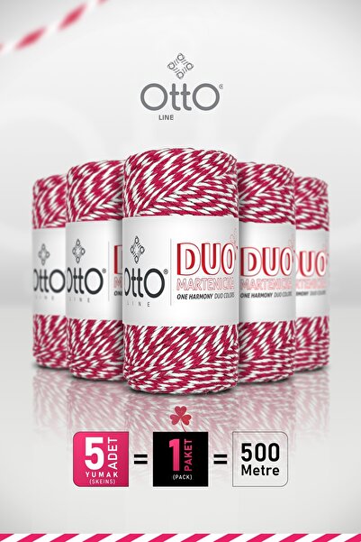 OTTO LINE DUO • Κόκκινο & Λευκό • Πακέτο 5 τεμαχίων × 100 μ / 100 γρ • Κορδόν...