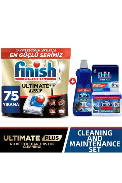 Finish Ultimate plus dishwasher detergent capsule tablet 75 pieces + cleaning...