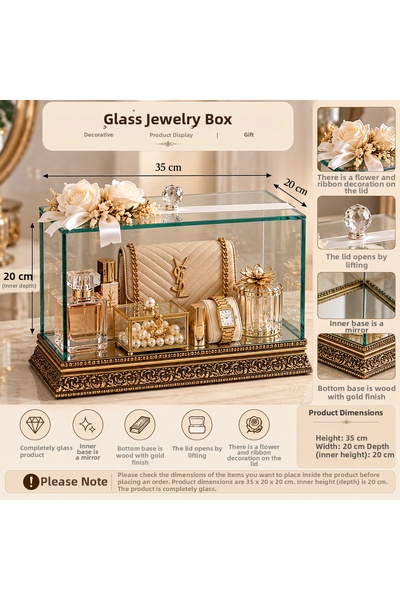 AYZ HOME Glass Dowry Bundle Box 35X20X20 cm – Decorative Glass Display Box wi...